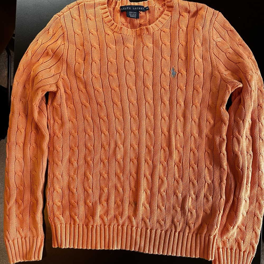 Vintage 90s Womens Ralph Lauren Faded Cable Knit Crewneck Sweater